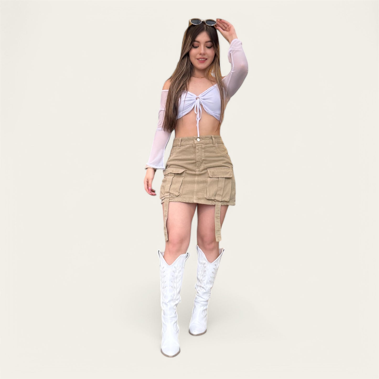 Falda cargo mujer tono Beige