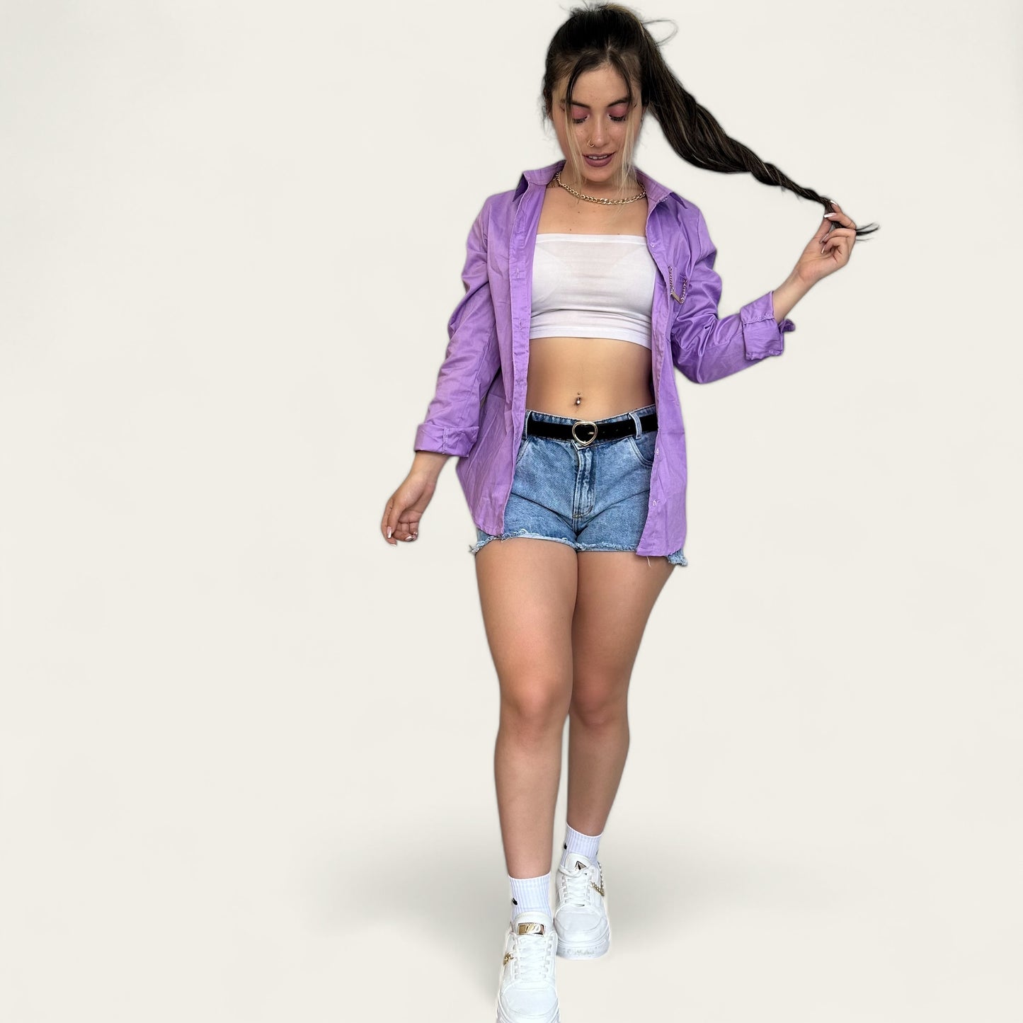Short en jean Mujer clasico en tono azul claro