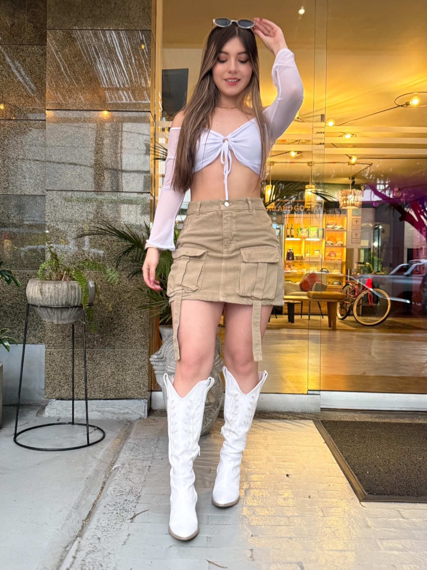 Falda cargo mujer tono Beige