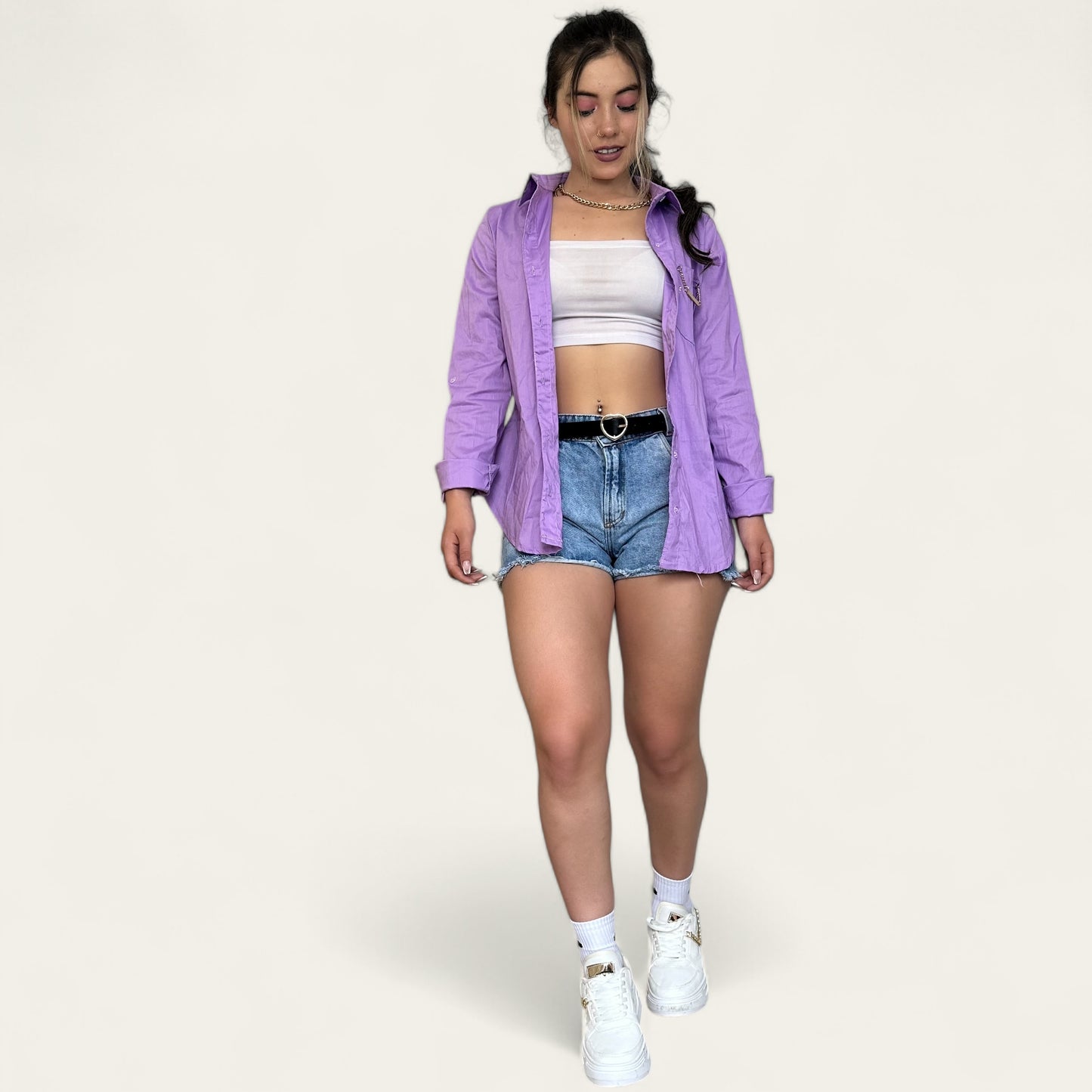 Short en jean Mujer clasico en tono azul claro