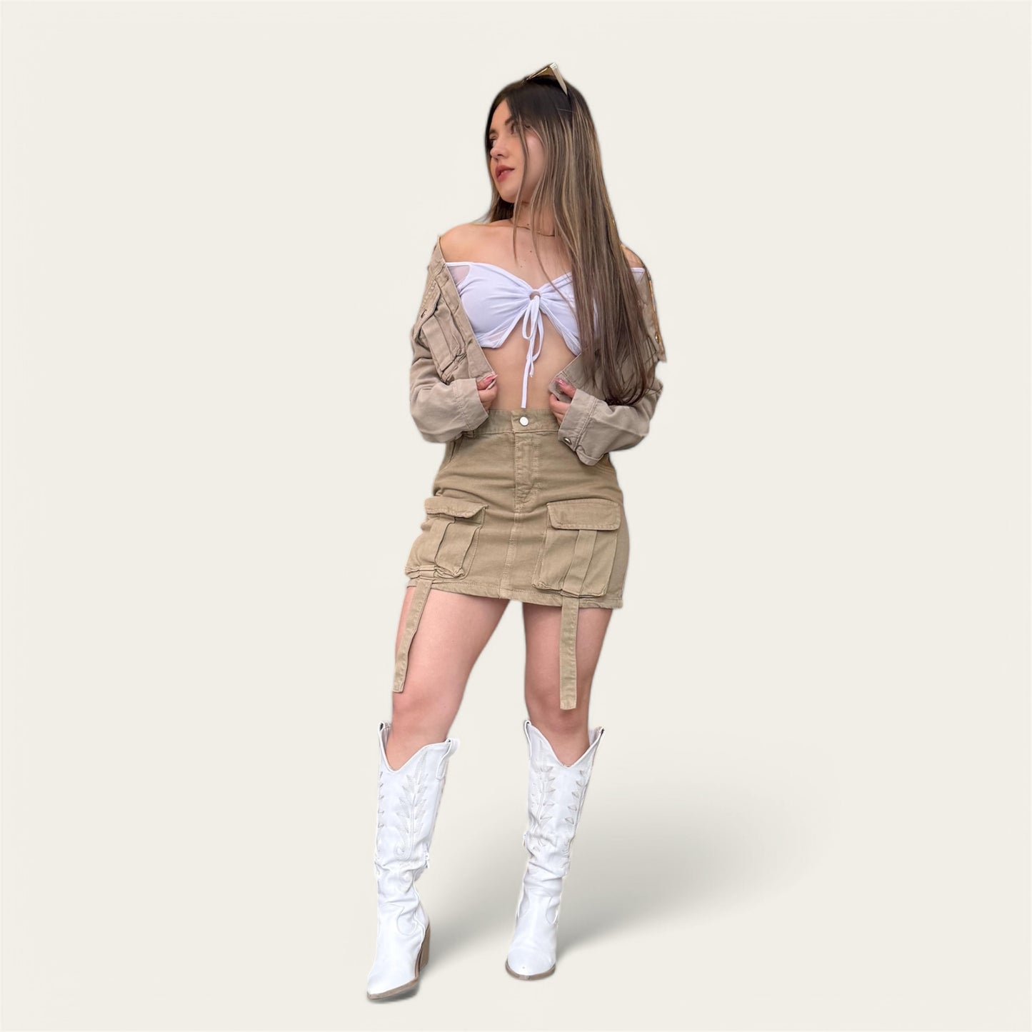 Falda cargo mujer tono Beige