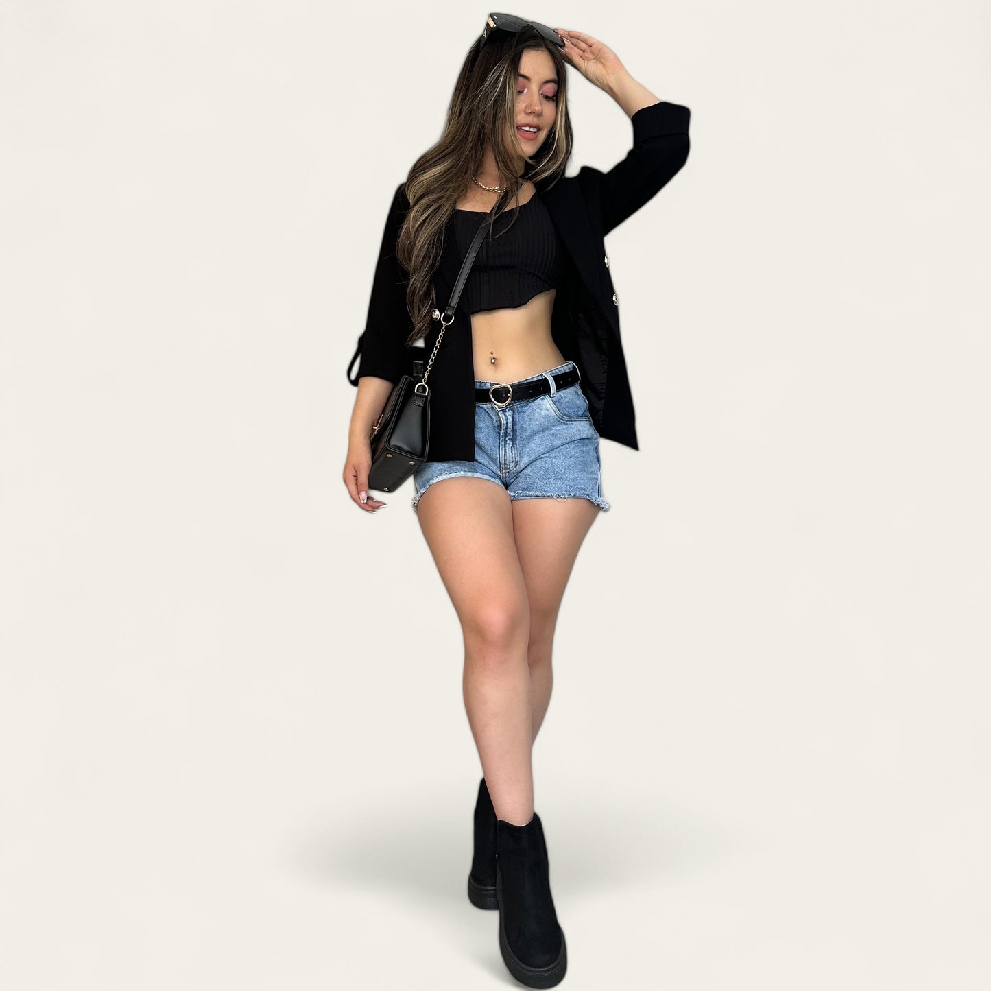 Short en jean Mujer clasico en tono azul claro