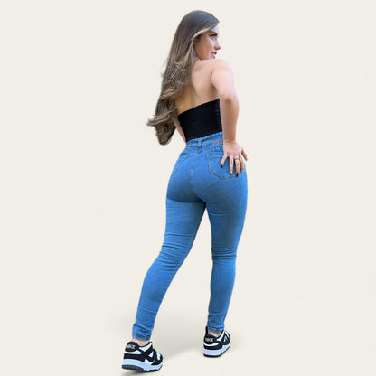 Jean Skinny Mujer Strech tiro alto levanta cola