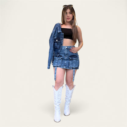Falda cargo mujer tono Azul