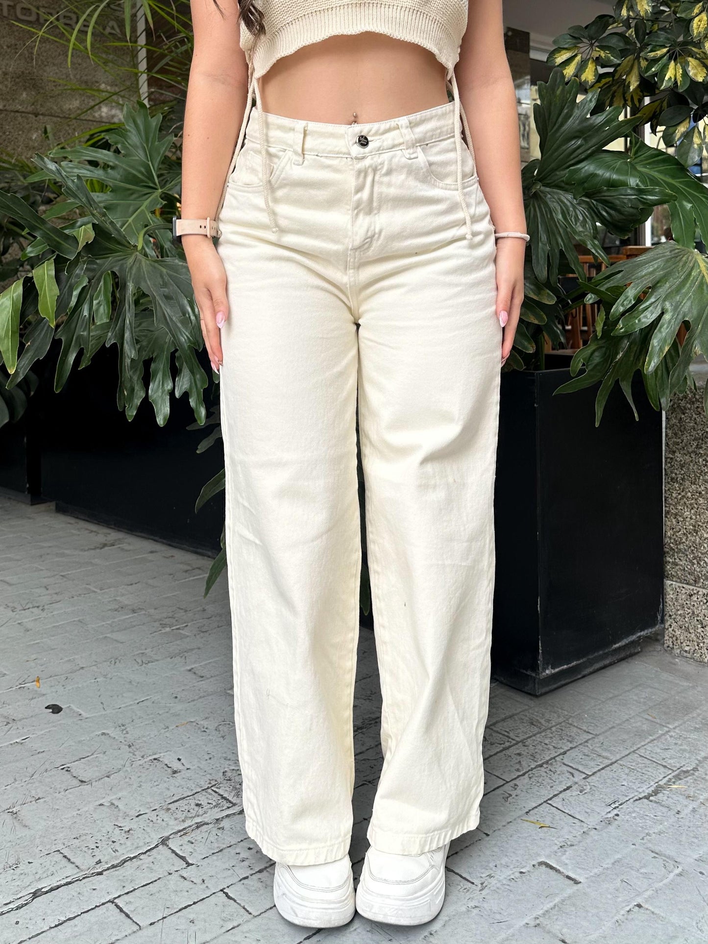 Jean wide leg mujer tono Natural