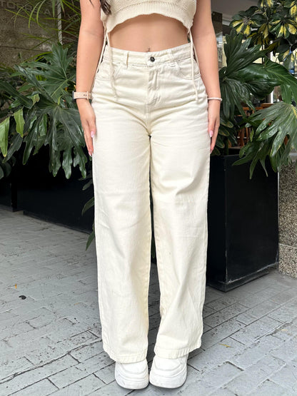 Jean wide leg mujer tono Natural
