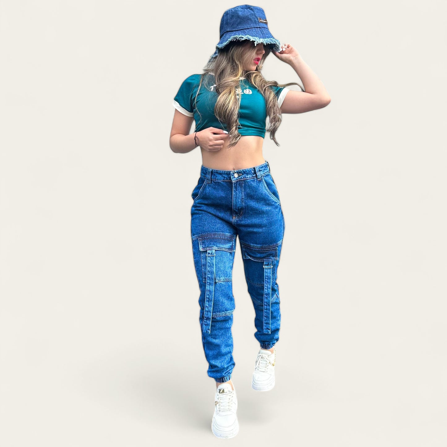 jogger jeans Mujer Azul