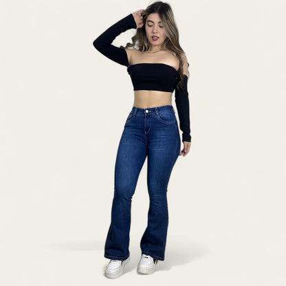 Jean flare Mujer Tono Azul medio