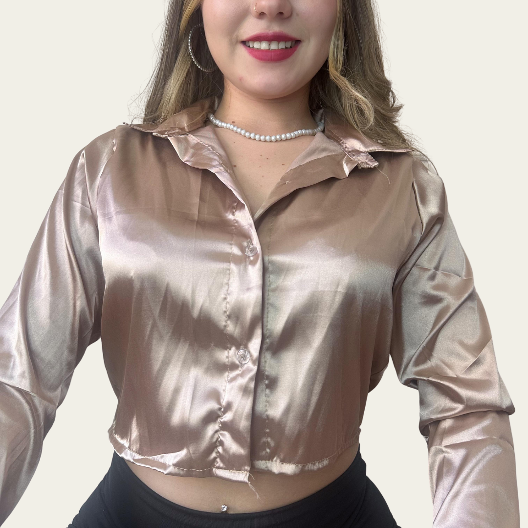 Camisas en satin cortas Mujer