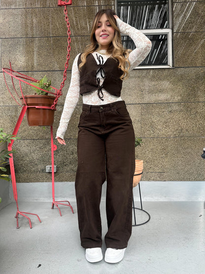 Jean wide leg mujer cocoa
