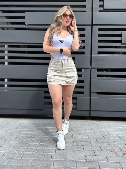 Falda Cargo Beige en drill Mujer – Tendencia 2024