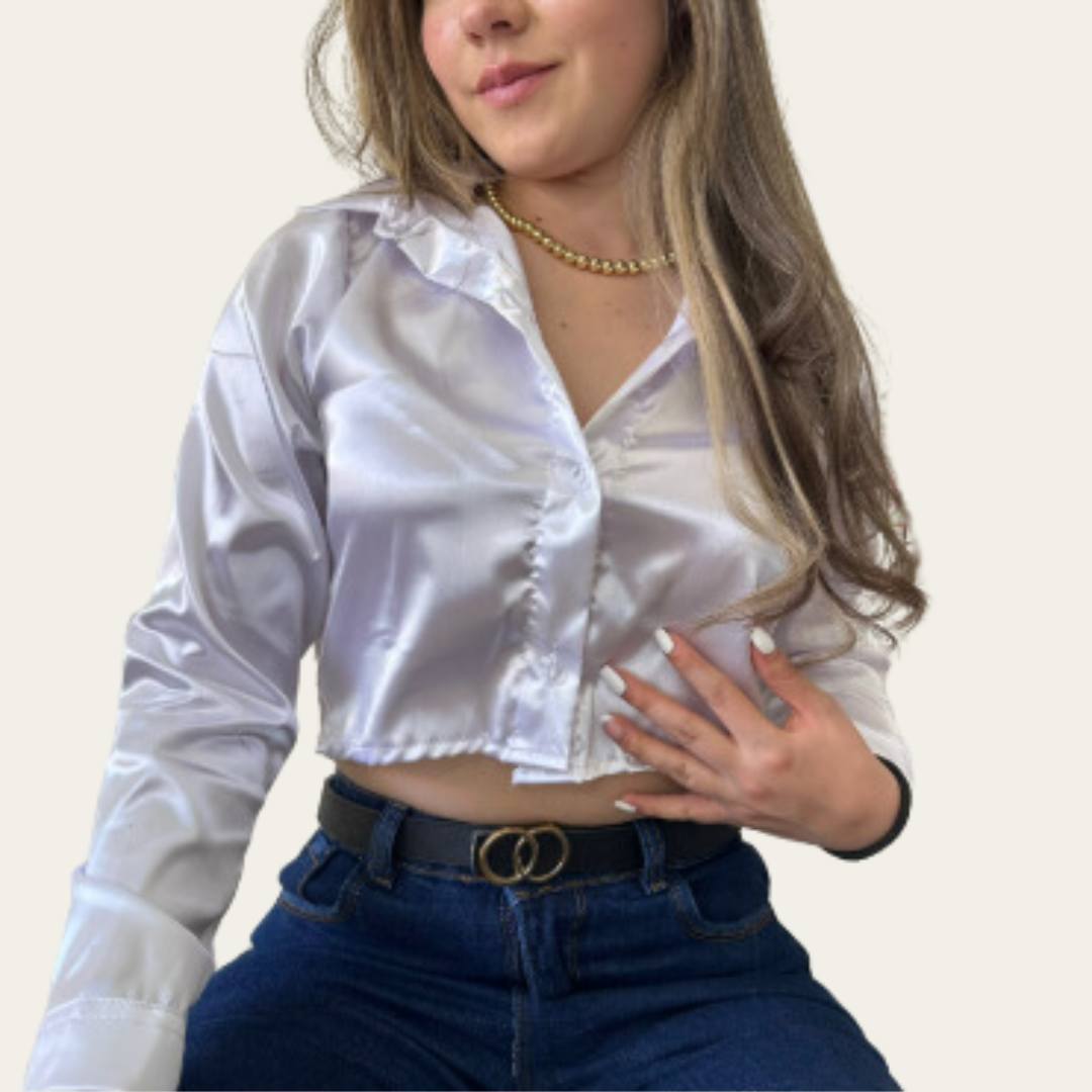 Camisas en satin cortas Mujer