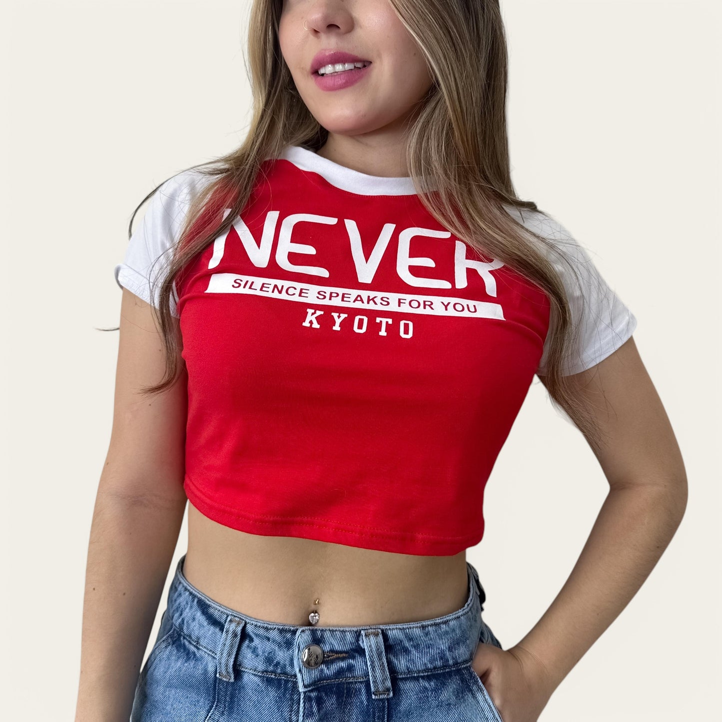 Camisetas crop top bicolor