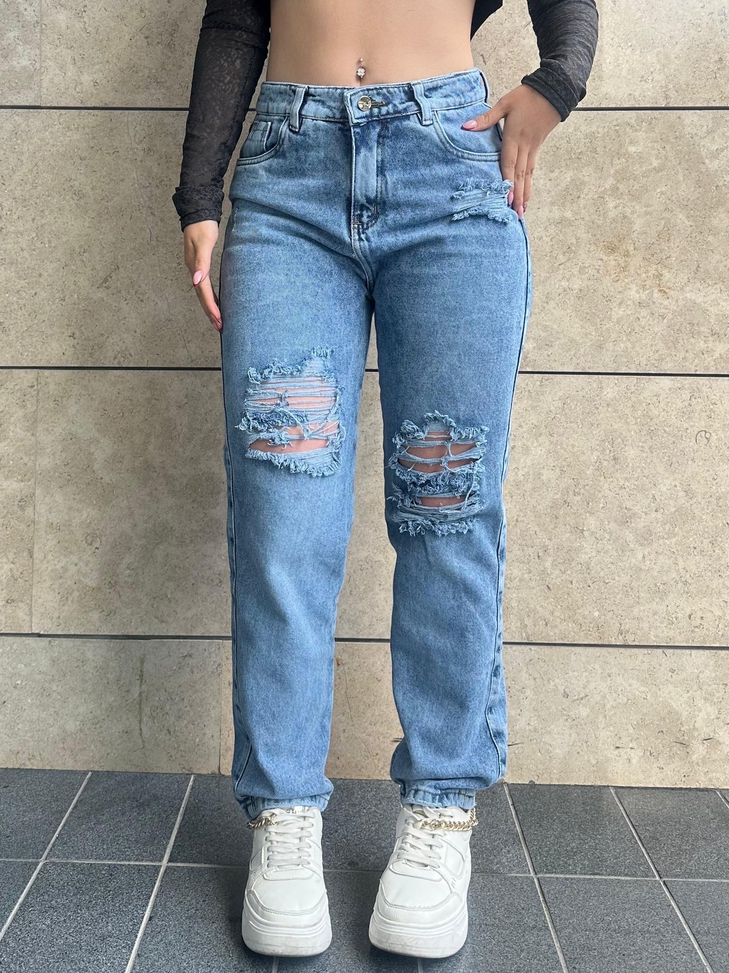 Jean Boyfriend mujer tono claro
