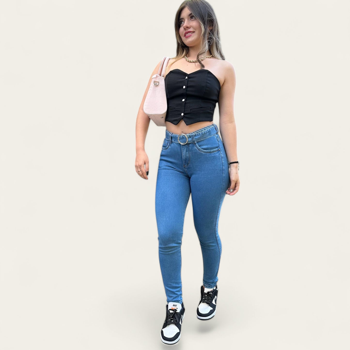 Jean Skinny Mujer Strech tiro alto levanta cola