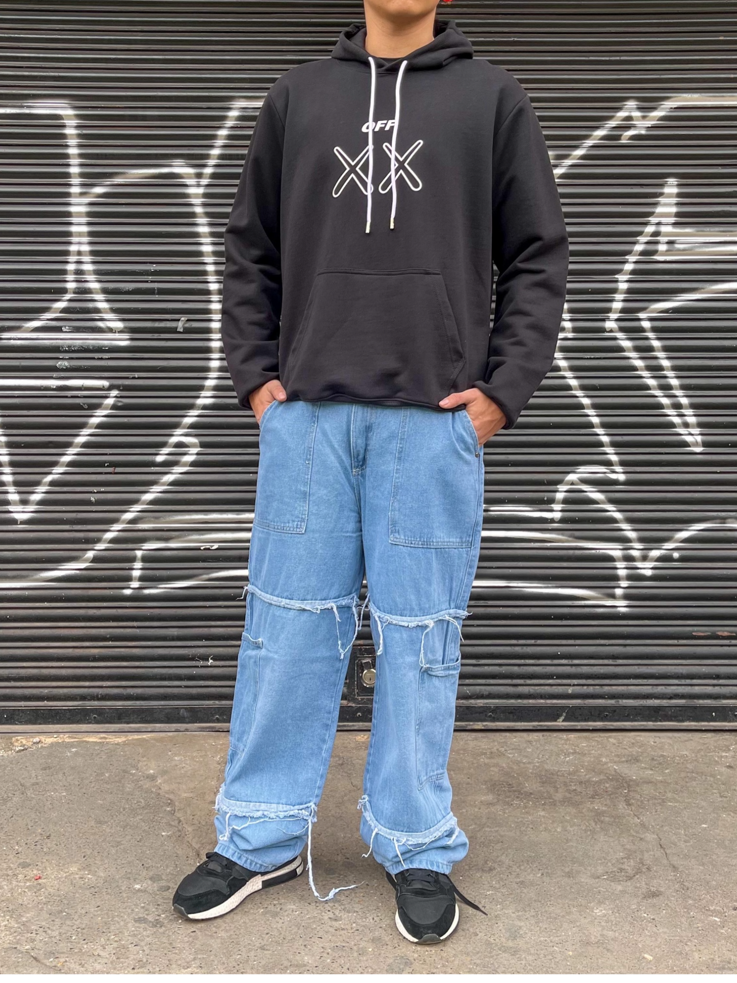 Jean cargo hombre azul claro