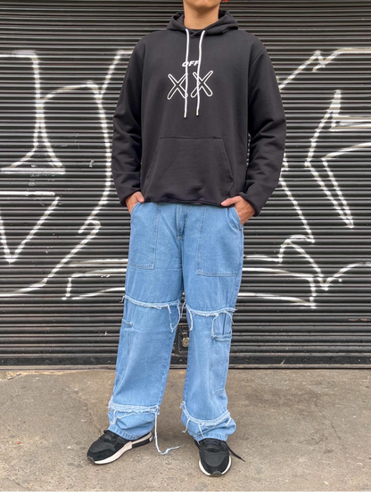 Jean cargo hombre azul claro