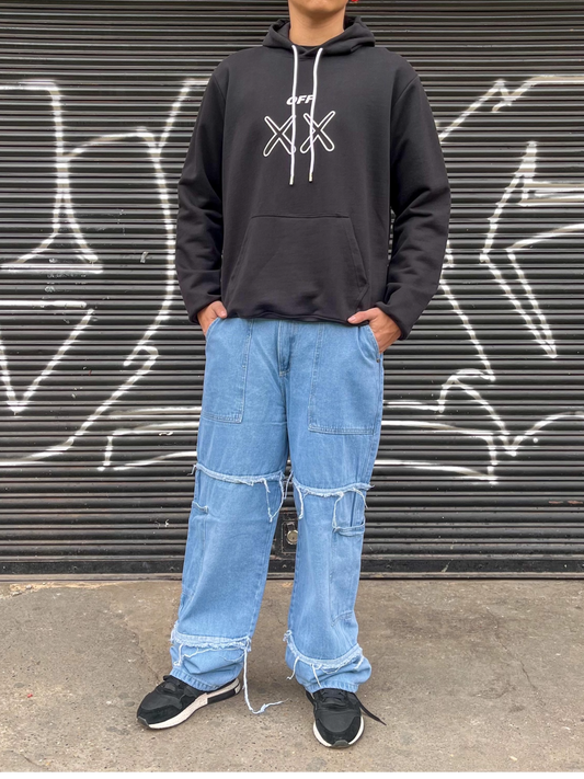 Jean cargo hombre azul claro