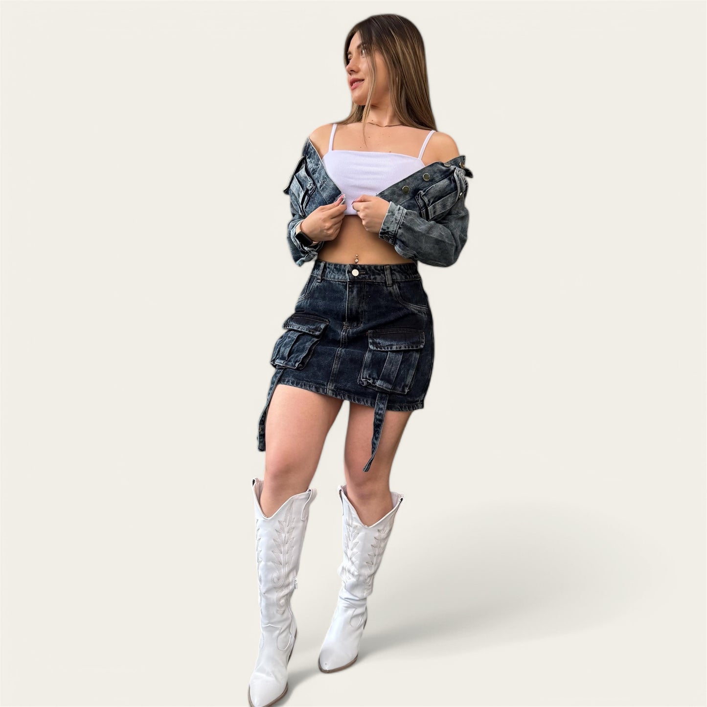 Falda cargo mujer tono azul oscuro