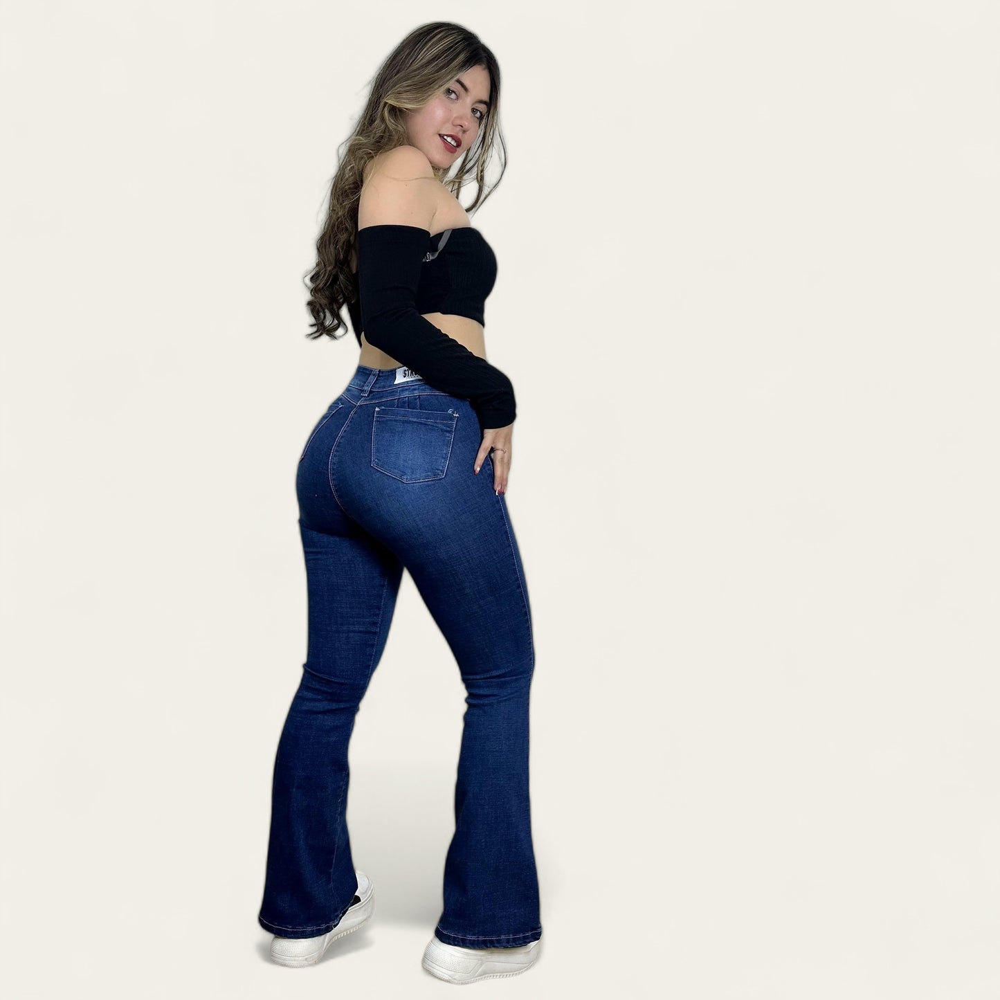 Jean flare Mujer Tono Azul medio