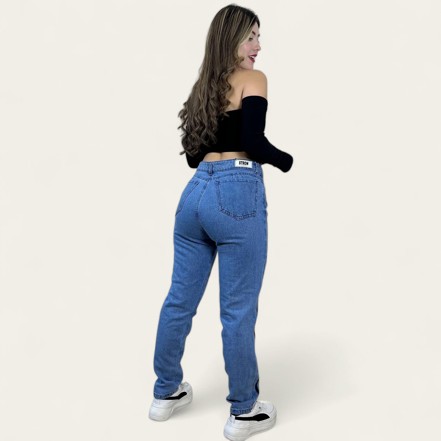 Jean Boyfriend Mujer azul clásico