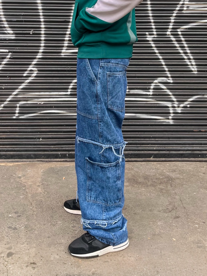 Jean cargo hombre azul oscuro