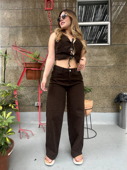 Jean wide leg mujer cocoa