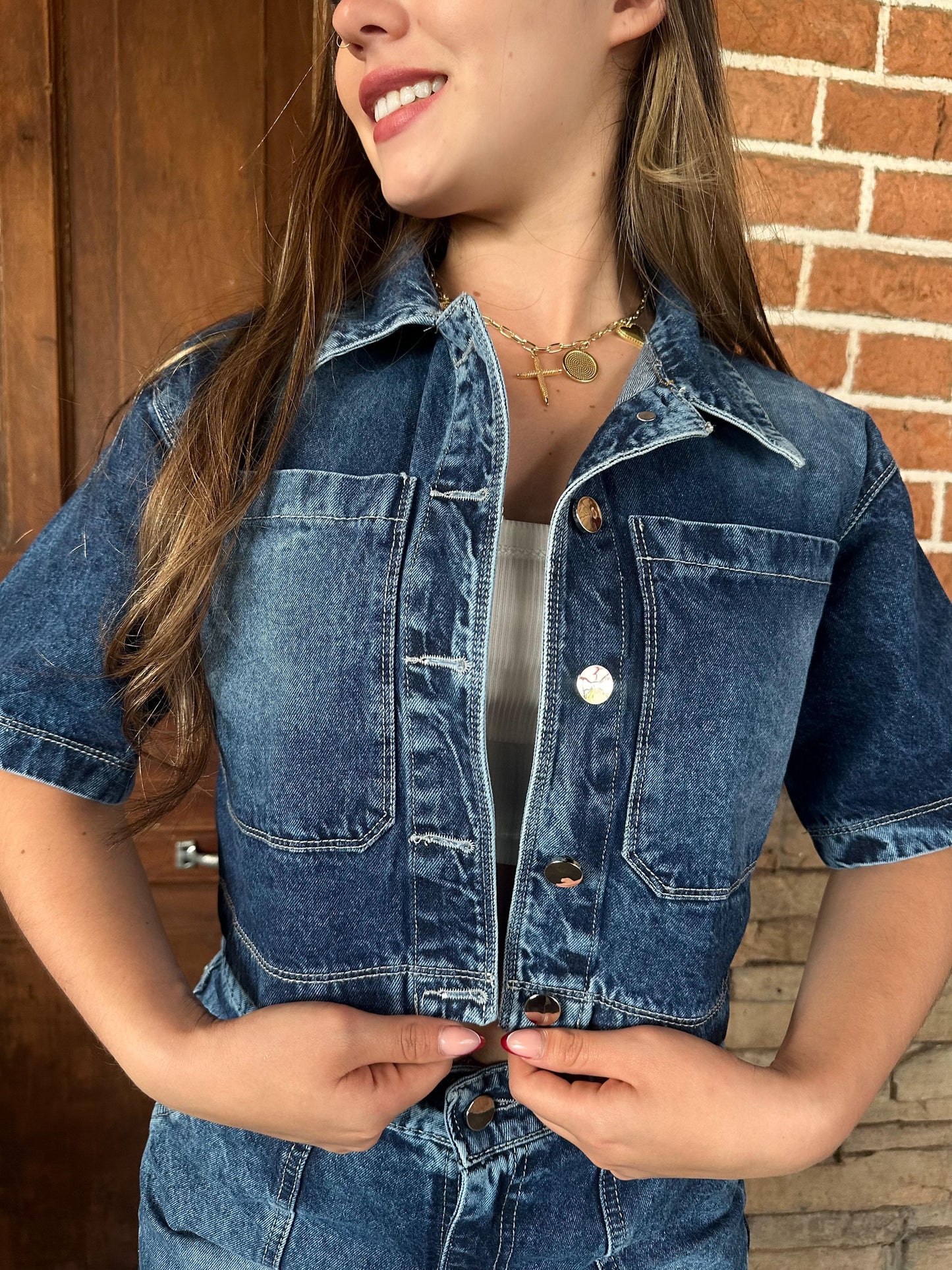 Camisa denim tono azul clasica