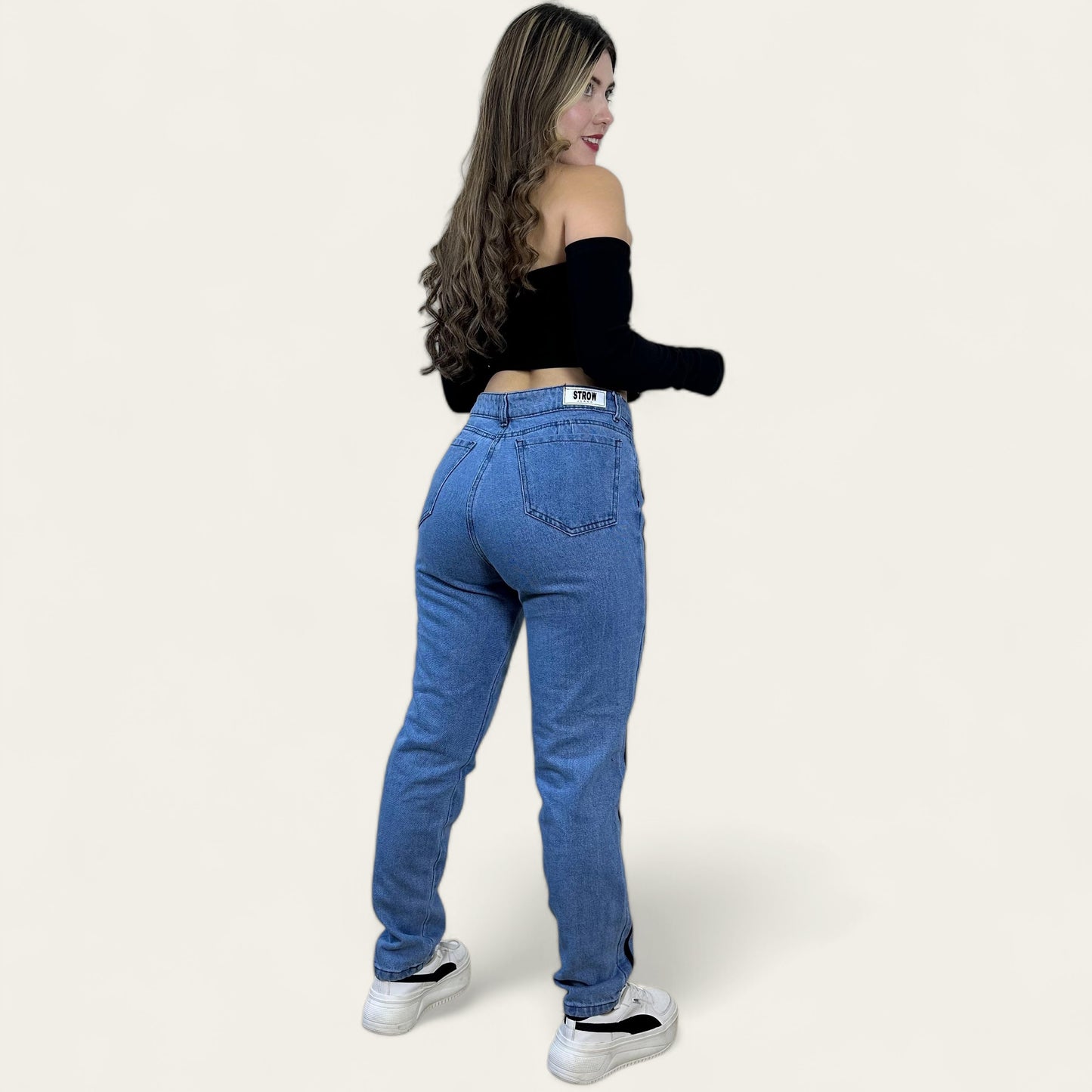 Jean Boyfriend Mujer azul clásico