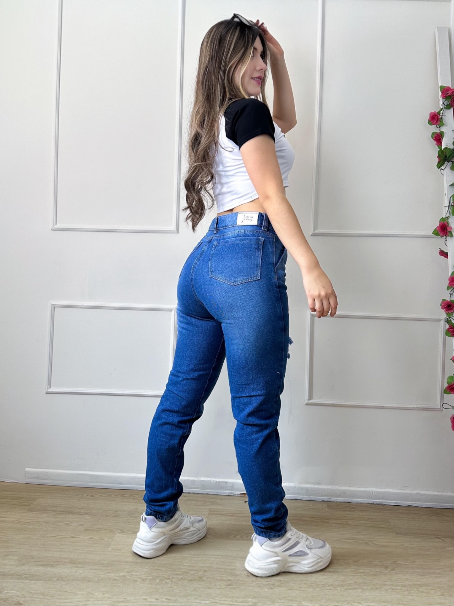 Jean Boyfriend Mujer tono oscuro