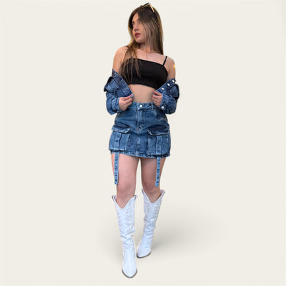Falda cargo mujer tono Azul