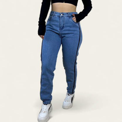 Jean Boyfriend Mujer azul clásico