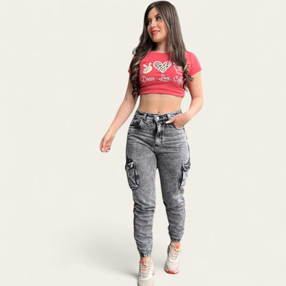 jogger jeans Mujer Gris