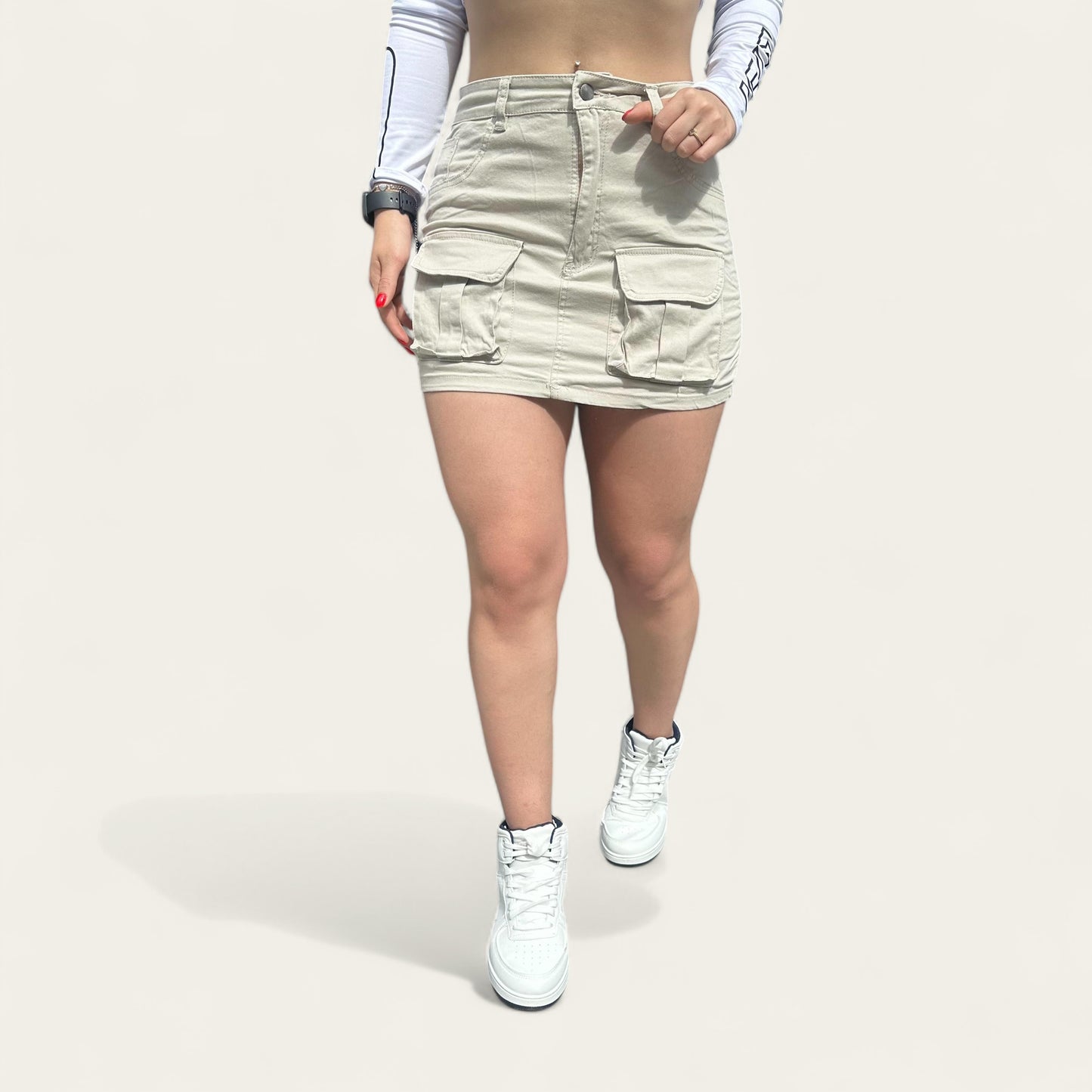 Falda Cargo Beige en drill Mujer – Tendencia 2024