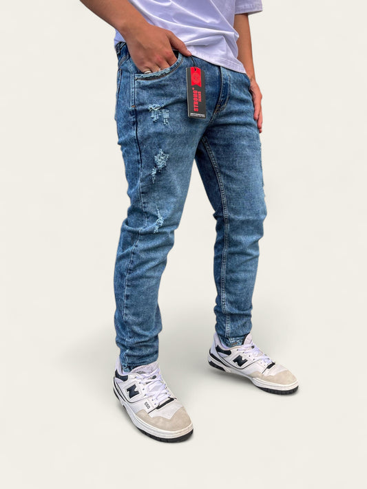 Jean slim hombre tono azul verdoso
