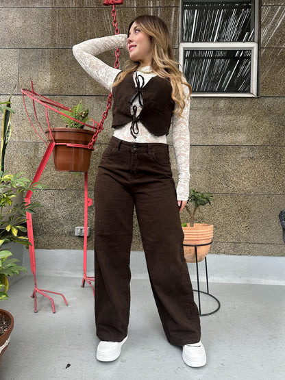 Jean wide leg mujer cocoa