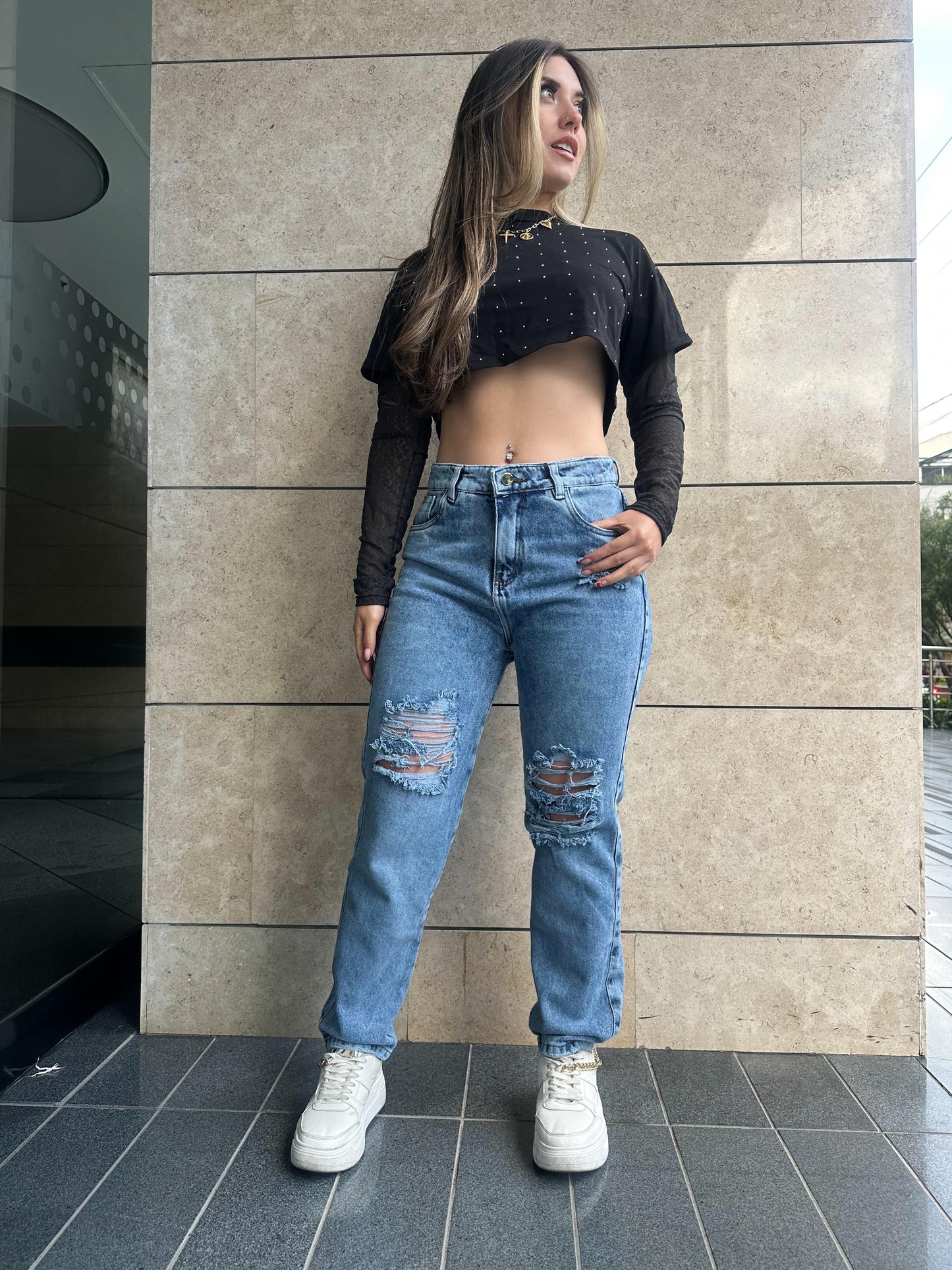 Jean Boyfriend mujer tono claro
