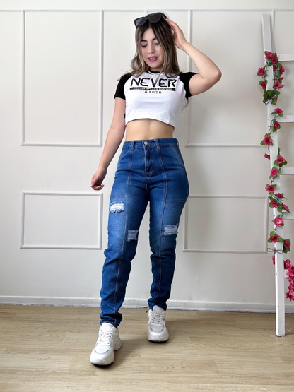 Jean Boyfriend Mujer tono oscuro