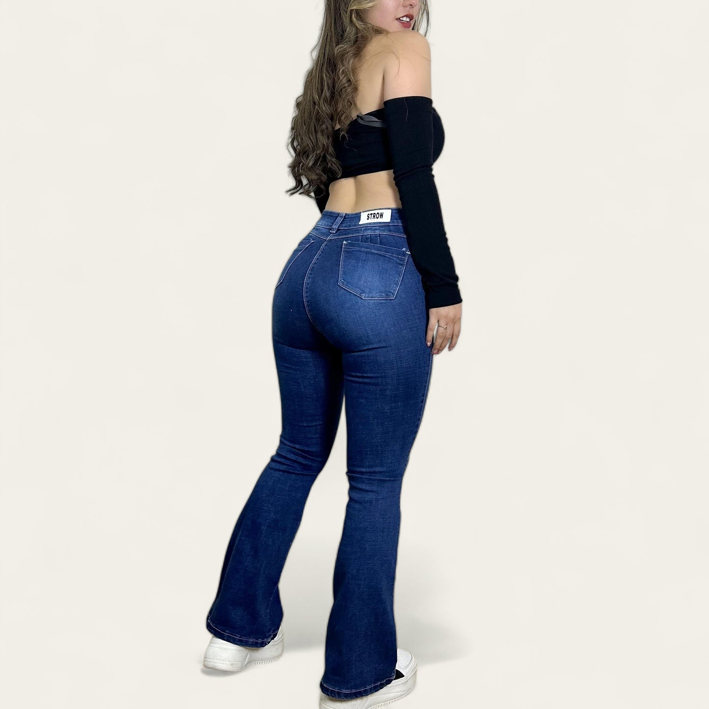 Jean flare Mujer Tono Azul medio