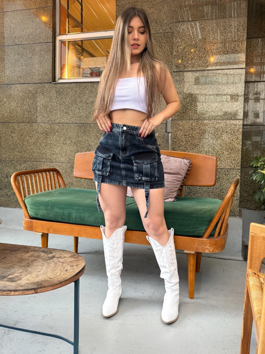 Falda cargo mujer tono azul oscuro