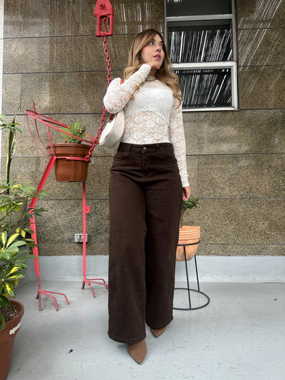Jean wide leg mujer cocoa