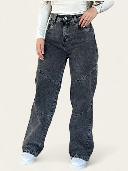 Jean wide leg gris mujer