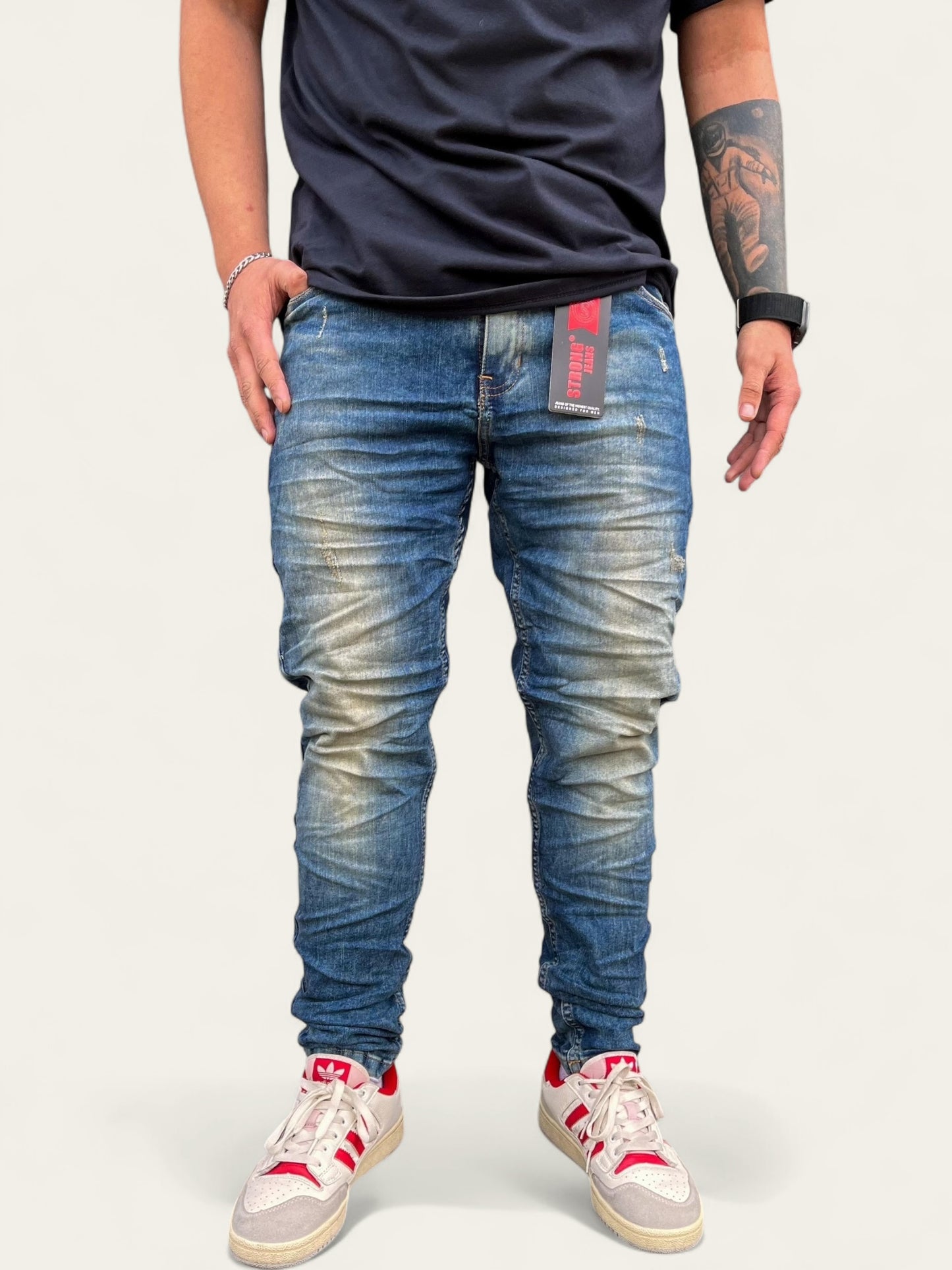 Jean slim hombre clásico tono verdoso
