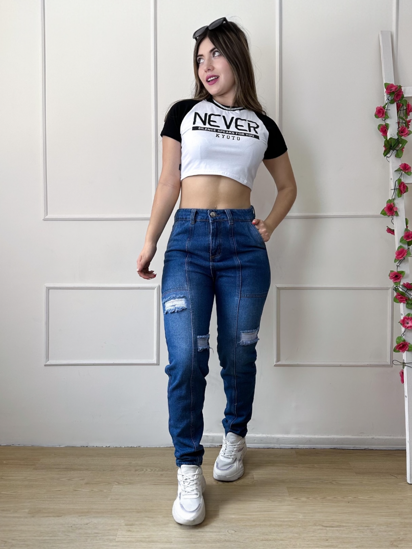 Jean Boyfriend Mujer tono oscuro