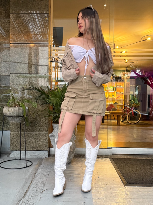 Falda cargo mujer tono Beige