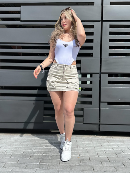 Falda Cargo Beige en drill Mujer – Tendencia 2024
