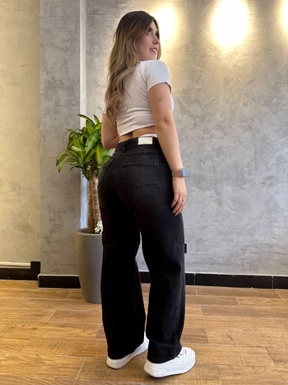 Jean baggy mujer tono Gris oscuro