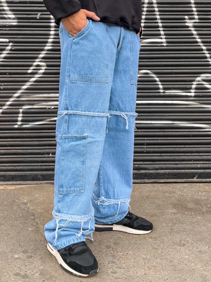 Jean cargo hombre azul claro