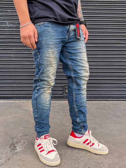 Jean slim hombre clásico tono verdoso