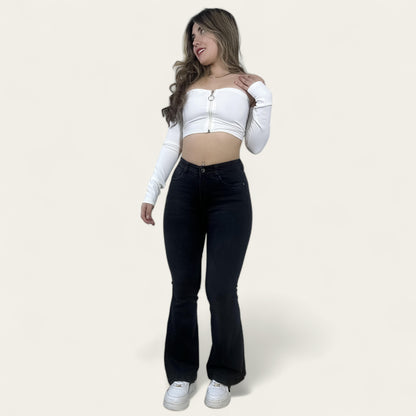 Jean flare Mujer Tono Gris Humo